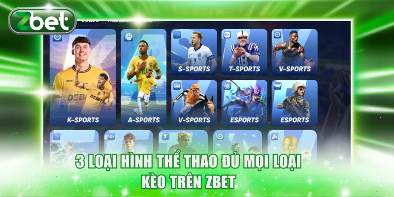3 loại hình thể thao đủ mọi loại kèo trên ZBET