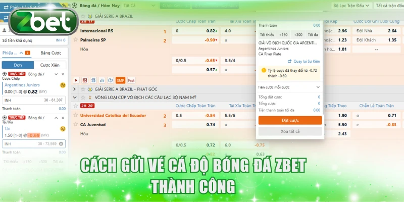 Cách gửi vé cá độ bóng đá ZBET uy tín