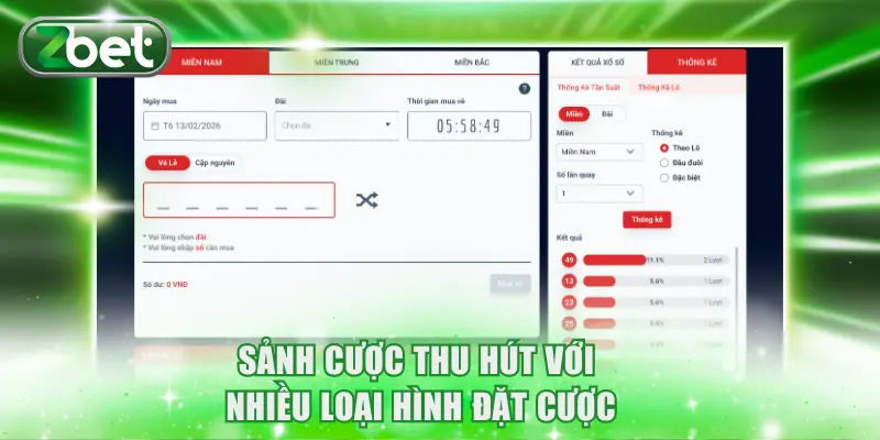 Sảnh cược thu hút với nhiều loại hình đặt cược